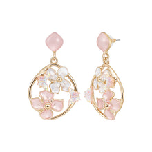 Load image into Gallery viewer, Title: Pastel Floral Hoop Dangle Earrings