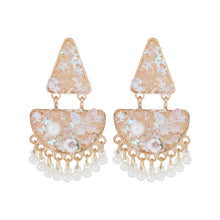 Load image into Gallery viewer, Green/PINK Mosaic Chandelier Pearl Earrings