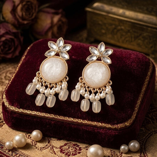 Vintage White Tassel Earrings
