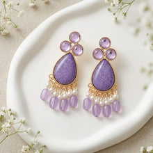 Load image into Gallery viewer, Purple Teardrop Tassel Earrings