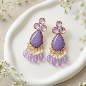 Purple Teardrop Tassel Earrings