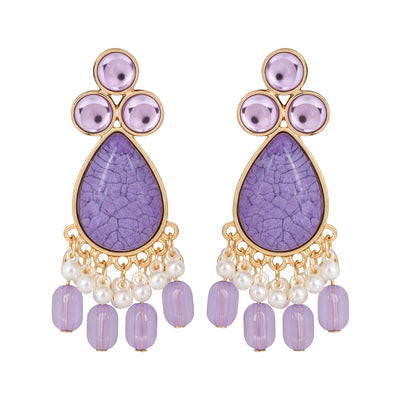 Purple Teardrop Tassel Earrings