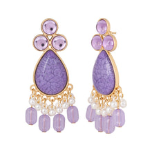 Load image into Gallery viewer, Purple Teardrop Tassel Earrings