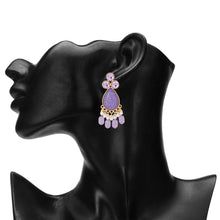 Load image into Gallery viewer, Purple Teardrop Tassel Earrings