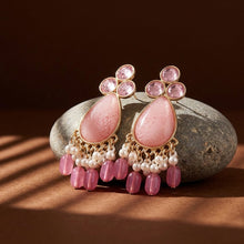 Load image into Gallery viewer, Title: Pink Teardrop Tassel Earrings