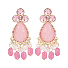 Load image into Gallery viewer, Title: Pink Teardrop Tassel Earrings