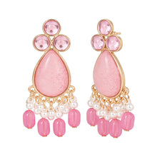 Load image into Gallery viewer, Title: Pink Teardrop Tassel Earrings