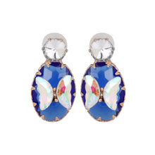 Load image into Gallery viewer, Royal Blue Crystal Drop Earrings with Iridescent Butterfly