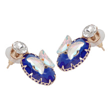 Load image into Gallery viewer, Royal Blue Crystal Drop Earrings with Iridescent Butterfly