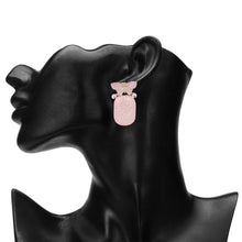 Load image into Gallery viewer, Pink Butterfly Marble Drop Earrings with Pearl Accents