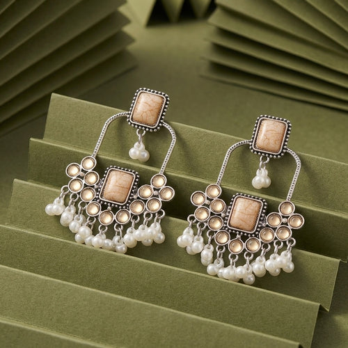 Antique Silver Chandelier Statement Earrings