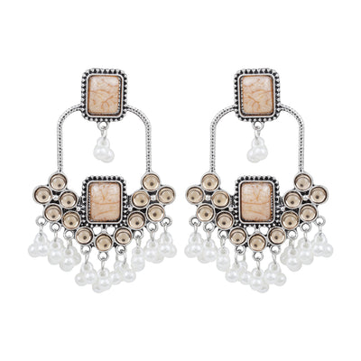 Antique Silver Chandelier Statement Earrings