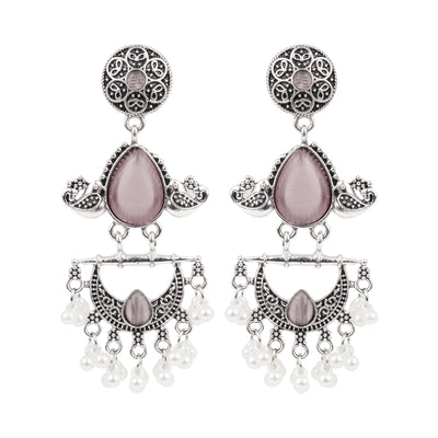Antique Silver Chandelier Pearl Earrings