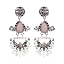 Load image into Gallery viewer, Antique Silver Chandelier Pearl Earrings