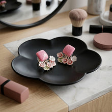 Load image into Gallery viewer, Pink Resin Square Studs with Floral Ear Jackets