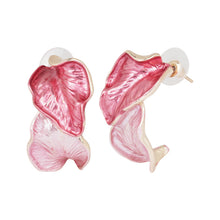 Load image into Gallery viewer, Title: Pink Leaf Hoop Earrings
