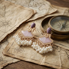 Load image into Gallery viewer, Title: Purple Chandelier Pearl Earrings