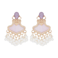 Load image into Gallery viewer, Title: Purple Chandelier Pearl Earrings