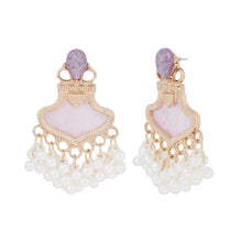 Load image into Gallery viewer, Title: Purple Chandelier Pearl Earrings