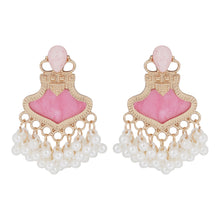 Load image into Gallery viewer, Pink Chandelier Pearl Earrings