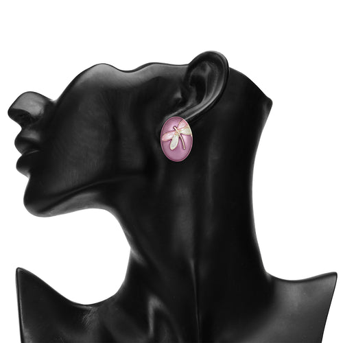 Pink Leaf Stud Earrings