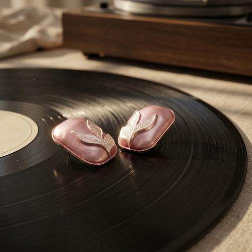Pink Leaf Earrings