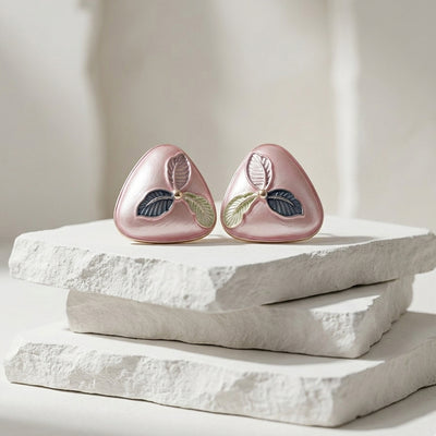 Pink Leaf Stud Earrings