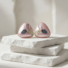 Load image into Gallery viewer, Pink Leaf Stud Earrings