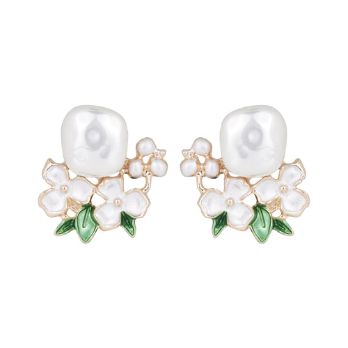 Pearl Blossom Stud Earrings
