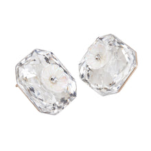 Load image into Gallery viewer, Large Emerald-Cut Crystal Flower Stud 1-Pair Set
