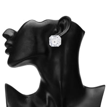 Load image into Gallery viewer, Large Emerald-Cut Crystal Flower Stud 1-Pair Set