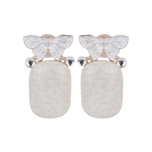 Load image into Gallery viewer, White Butterfly Marble Drop Earrings with Pearl Accents