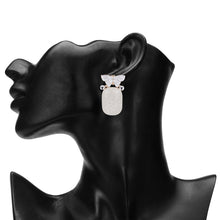 Load image into Gallery viewer, White Butterfly Marble Drop Earrings with Pearl Accents