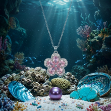 Load image into Gallery viewer, Luxury Silver Pink Crystal Flower Pendant Necklace – Elegant Cherry Blossom Charm