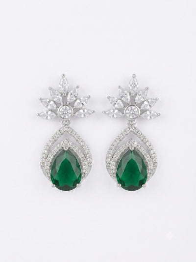 Emerald Crown American Diamond Pear Drop Earrings