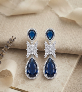 Sapphire Wing American Diamond Drop Earrings
