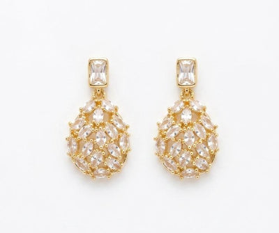 Gilded Lattice American Diamond Teardrop Earrings