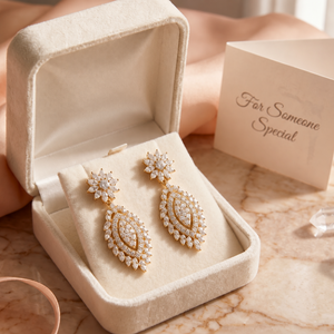 Imperial Petal American Diamond Drop Earrings