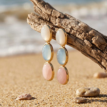 Load image into Gallery viewer, Gold Pastel Multi-Stone Triple Drop Earrings