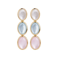 Load image into Gallery viewer, Gold Pastel Multi-Stone Triple Drop Earrings