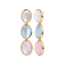 Load image into Gallery viewer, Gold Pastel Multi-Stone Triple Drop Earrings