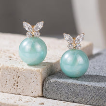 Load image into Gallery viewer, Butterfly Mint Green Pearl Earrings