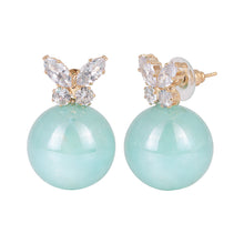 Load image into Gallery viewer, Butterfly Mint Green Pearl Earrings