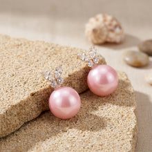 Load image into Gallery viewer, Pink Pearl Butterfly Stud Earrings