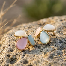 Load image into Gallery viewer, Pastel Faux-Stone Teardrop Clover Stud 1-Pair Set