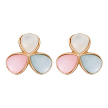 Load image into Gallery viewer, Pastel Faux-Stone Teardrop Clover Stud 1-Pair Set