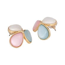 Load image into Gallery viewer, Pastel Faux-Stone Teardrop Clover Stud 1-Pair Set