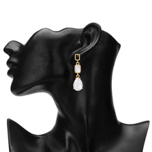Load image into Gallery viewer, Gold Crystal Teardrop and Mother-of-Pearl Linear Drop 1-Pair Set