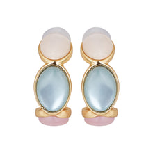 Load image into Gallery viewer, Gold Pastel Pastel Multi-Stone C-Hoop Earrings