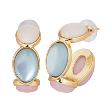 Load image into Gallery viewer, Gold Pastel Pastel Multi-Stone C-Hoop Earrings